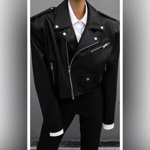 The Frankie Shop Tidus Cropped Leather Jacket